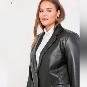 Eloquii Size 14 Faux Black Leather Oversized Blazer